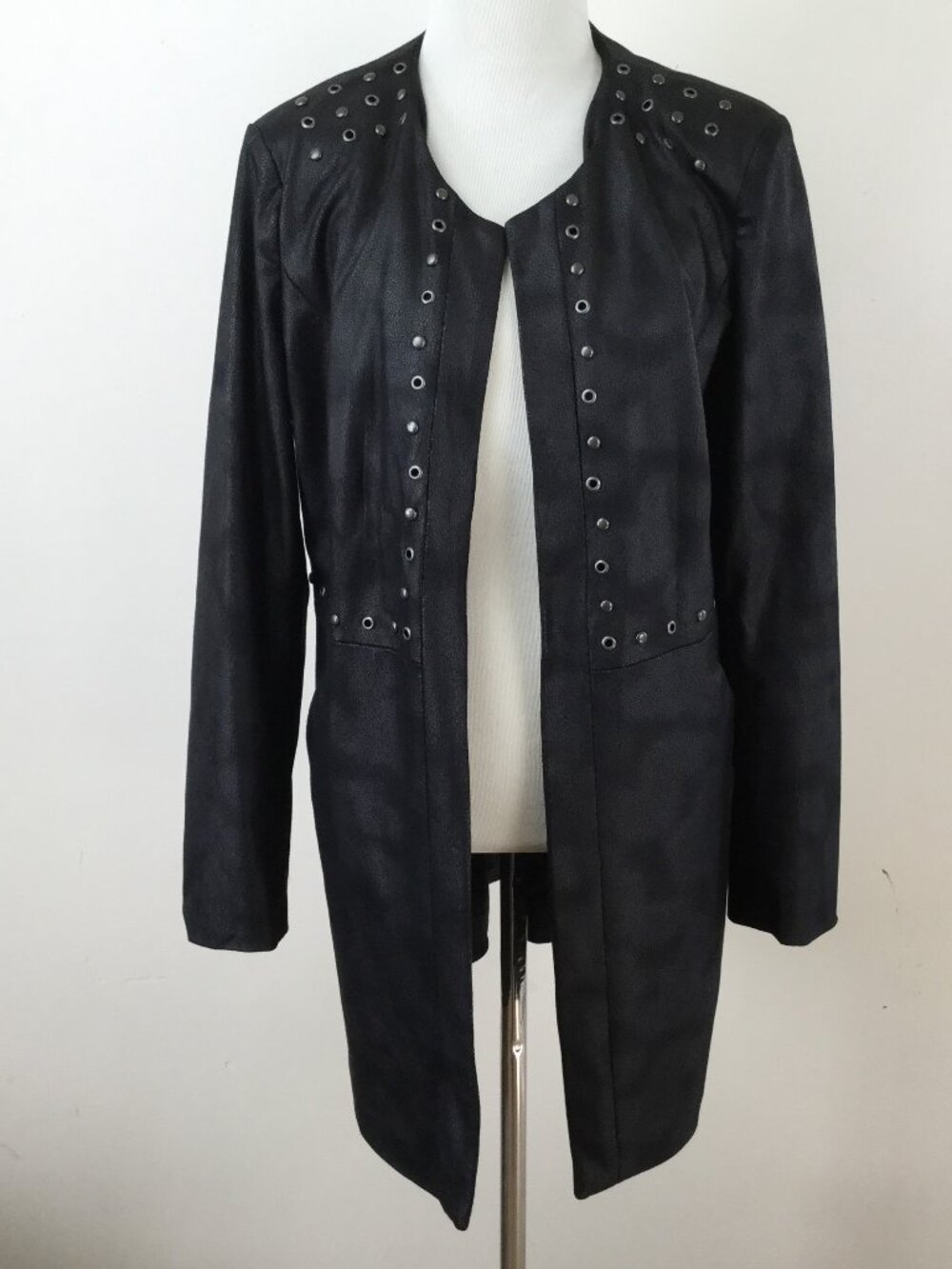 LG Lena Gabrielle Faux Leather Open Front Jacket 12